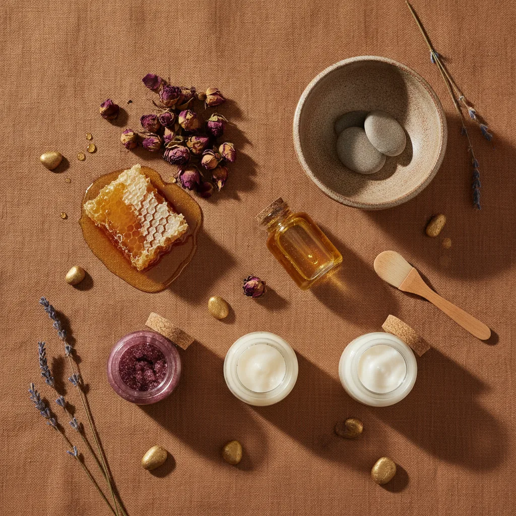 Finished DIY skincare flat-lay