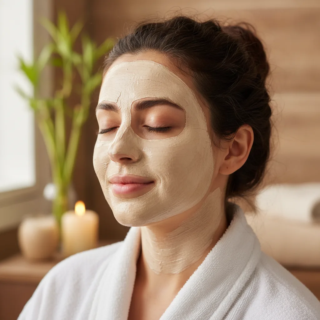 Woman relaxing with face mask applied